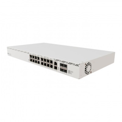 Коммутатор CRS320-8P-8B-4S+RM Cloud Router Switch with dual-core 800 MHz CPU, 256 MB RAM, 98DX226S switch chip, 17 x Gigabit Eth ports (8 x 802.3af/at, 8 x 802.3bt PoE-out), 4 x 10G SFP+ ports, RouterOS L5, 1U rackmount enclosure, 600W PSU