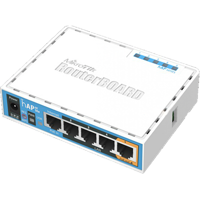 Маршрутизатор hAP ac lite Dual-Concurrent 2.4/5GHz AP, 802.11ac, Five Ethernet ports, PoE-out on port 5, USB for 3G/4G support