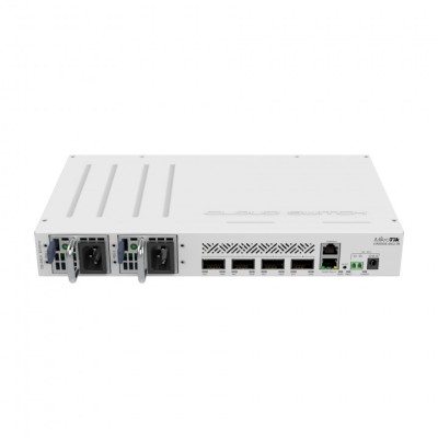 Коммутатор CRS504-4XQ-IN Cloud Router Switch with Quad-Core A9531 650 MHz CPU, 16 x 25G port 98DX4310 switch chip, 64 MB RAM, 4 x 100G QSFP28 ports, 1 x 100Mbit Eth port for management, RouterOS L5, desktop case