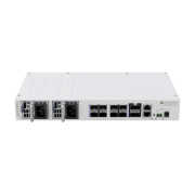 Коммутатор CRS510-8XS-2XQ-IN Cloud Router Switch, a versatile 100 Gigabit switch that offers speed, value, and diverse connectivity options. 2x 100 Gigabit QSFP28 ports, 8x 25 Gigabit SFP28 ports, dual hot-swap power supplies