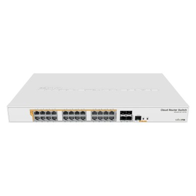 Коммутатор CRS328-24P-4S+RM Cloud Router Switch 24 port Gigabit Ethernet router/switch with four 10Gbps SFP+ ports in 1U rackmount case, Dual Boot and PoE output, 500W