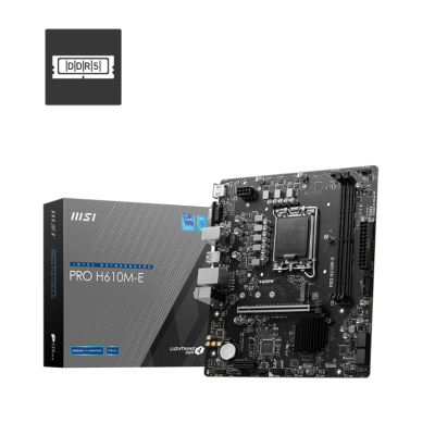 Материнская плата MB MSI INTEL H610 s1700, 2xDDR5(96GB), D-SUB/HDMI 1.4, 1xPCIe 4.0x16, 1xPCIe 3.0, 1xLAN, 4xSATA 6Gb/s, 1xM.2, 2xUSB 3.2, 4xUSB 2.0, 1xPS/2, mATX H610M-E