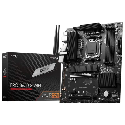 Материнская плата MB MSI AMD B650 sAM5, 4xDDR5(256GB), HDMI 2.1/DP, 2xPCIe 4.0x16, 1xPCIe 3.0, 1xLAN (2.5GbE), Wi-Fi, BT, 4xSATA 6Gb/s, 2xM.2, 1xUSB-C, 7xUSB 3.2, ATX WIFI