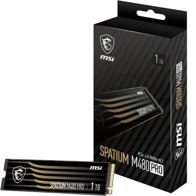 MSI SSD SPATIUM M480 Pro, 1000GB, M.2(22x80mm), NVMe, PCIe 4.0 x4, 3D TLC, R/W 7400/6000, IOPs 750 000/1 000 000, DRAM buffer 1024MB, TBW 700, DWPD 0.38 (5 лет) S78-440L1G0-P83