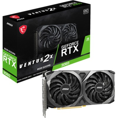 Видеокарта VGA MSI NVIDIA GeForce RTX 3060 VENTUS 2X 8G OC 8GB, GDDR6/128-bit, PCIe 4.0, 1xHDMI 2.1, 3xDP, 2.1-slot OC