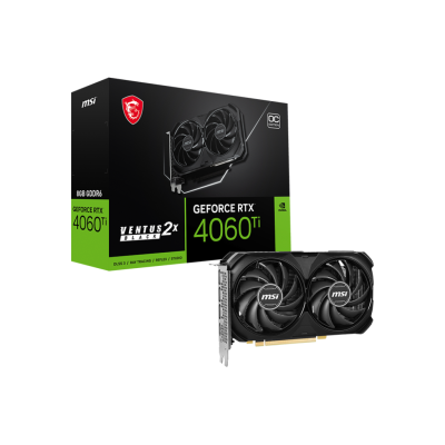 Видеокарта VGA MSI NVIDIA GeForce RTX 4060 Ti VENTUS 2X BLACK 8G OC 8GB, GDDR6/128-bit, PCIe 4.0, 1xHDMI 2.1, 3xDP, 2.1-slot OC