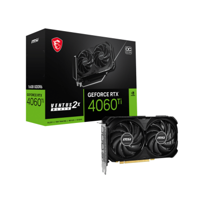 Видеокарта VGA MSI NVIDIA GeForce RTX 4060 Ti VENTUS 2X BLACK 16G 16GB, GDDR6/128-bit, PCIe 4.0, 1xHDMI 2.1, 3xDP, 2.1-slot 16G