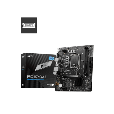 Материнская плата MB MSI INTEL B760 s1700, 2xDDR5(128GB), D-SUB/HDMI 1.4, 1xPCIe 4.0x16, 1xPCIe 3.0, 1xLAN, 4xSATA 6Gb/s, 1xM.2, 2xUSB 3.2, 4xUSB 2.0, 1xPS/2, mATX B760M-E