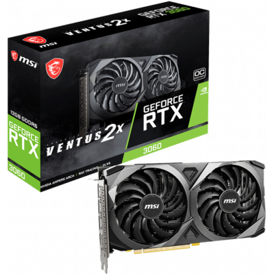 Видеокарта VGA MSI NVIDIA GeForce RTX 3060 VENTUS 2X 12G OC 12GB, GDDR6/192-bit, PCIe 4.0, 1xHDMI 2.1, 3xDP, 2.5-slot OC