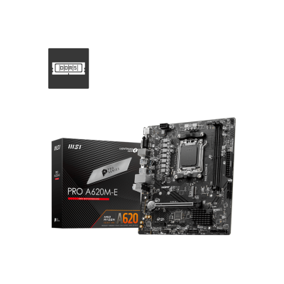 Материнская плата MB MSI AMD A620 sAM5, 2xDDR5(96GB), D-SUB/HDMI 2.1, 1xPCIe 4.0x16, 1xPCIe 3.0, 1xLAN, 4xSATA 6Gb/s, 1xM.2, 4xUSB 3.2, 2xUSB 2.0, 2xPS/2, mATX A620M-E