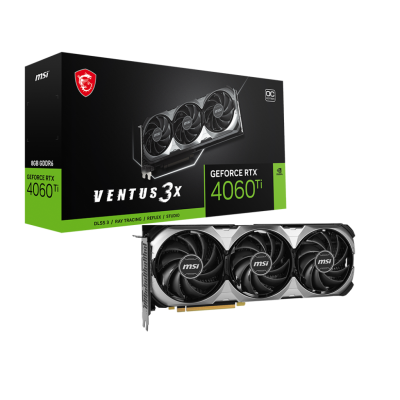 Видеокарта VGA MSI NVIDIA GeForce RTX 4060 Ti 8G VENTUS 3X E1 OC 8GB, GDDR6/128-bit, PCIe 4.0, 1xHDMI 2.1, 3xDP, 2.2-slot OC