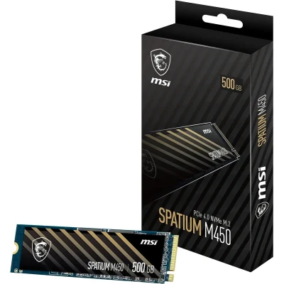 MSI SSD SPATIUM M450, 500GB, M.2(22x80mm), NVMe, PCIe 4.0 x4, 3D TLC, R/W 3600/2300, IOPs 300 000/550 000, TBW 300, DWPD 0.33 (5 лет) S78-440K220-P83