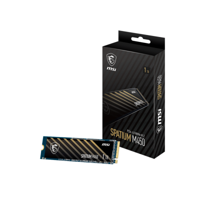 MSI SSD SPATIUM M450, 1000GB, M.2(22x80mm), NVMe, PCIe 4.0 x4, 3D TLC, R/W 3600/3000, IOPs 420 000/550 000, TBW 600, DWPD 0.33 (5 лет) S78-440L980-P83