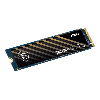 MSI SSD SPATIUM M450, 1000GB, M.2(22x80mm), NVMe, PCIe 4.0 x4, 3D TLC, R/W 3600/3000, IOPs 420 000/550 000, TBW 600, DWPD 0.33 (5 лет) S78-440L980-P83