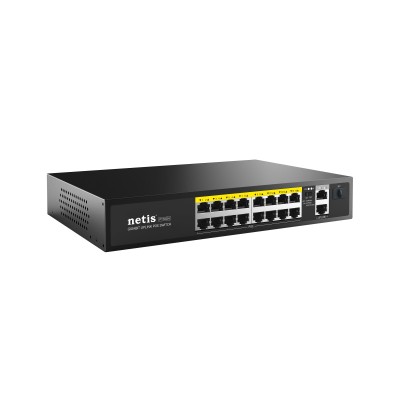 Коммутатор Netis P116GH (L2) 16x100Мбит/с 2x1Гбит/с 1SFP 16PoE 16PoE+ 240W неуправляемый