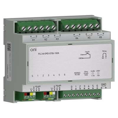 Расширение коммутирующее 7 DI 6 DO макс. п. ток 165А ПЛК W. ONI PLC-W-EMD-0706-160A