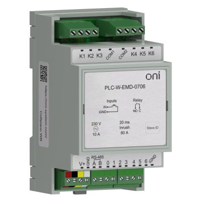 Расширение коммутирующее 7 DI 6 DO макс. п. ток 80А ПЛК W. ONI PLC-W-EMD-0706