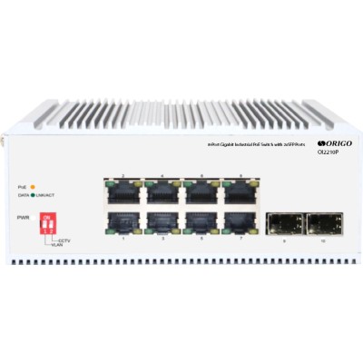 Коммутатор Unmanaged Industrial Switch 8x1000Base-T PoE, 2x1000Base-X SFP, PoE Budget 185W, Surge 4KV, -40 to 75°C