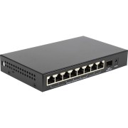 Коммутатор Unmanaged Switch 8x100Base-TX PoE, 1x1000Base-X SFP, PoE Budget 80W, metal case