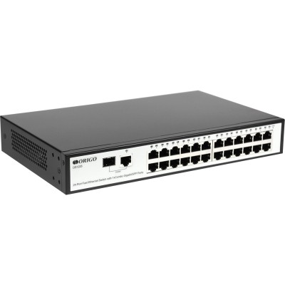 Коммутатор Unmanaged Switch 24x100Base-TX, 1xCombo 1000Base-T/SFP, metal case, 19''