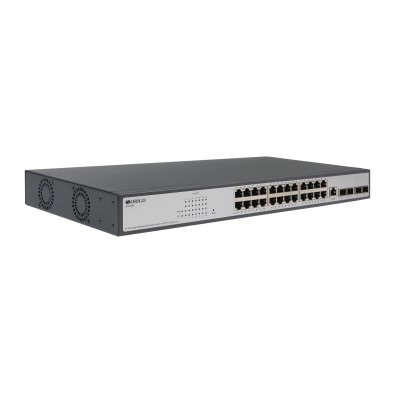 Коммутатор Managed L3 Switch 24x1000Base-T PoE, 4x10GBase-X SFP+, PoE Budget 370W, RJ45 Console, 19''