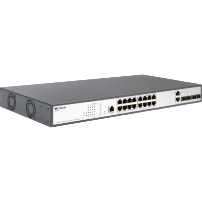 Коммутатор Managed L2 Switch 16x1000Base-T PoE, 2x1000Base-X SFP, 2xCombo 1000Base-T/SFP, PoE Budget 250W, RJ45 Console, 19''