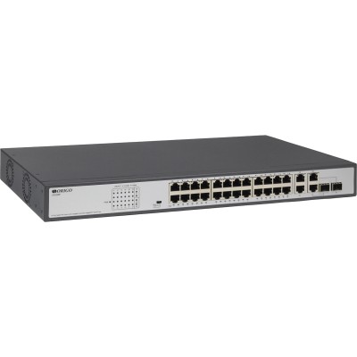 Коммутатор Unmanaged Switch 26x1000Base-T (24x1000Base-T PoE), 2xCombo 1000Base-T/SFP, PoE Budget 370W, Long-range PoE up to 250m, 19''