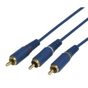 Шнур17-0204-1 ∙ Шнур 3 RCA - 3 RCA, длина 3 метра, синий (GOLD) REXANT ∙ кратно 10 шт