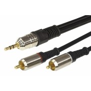 17-4224 ∙ Шнур Стерео 3,5 мм - 2 RCA, длина 3 метра (GOLD-металл) REXANT ∙ кратно 10 шт