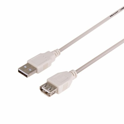 Шнур18-1114 ∙ Кабель USB (шт. USB A - гн. USB A) 1.8 метра, серый REXANT ∙ кратно 10 шт