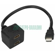 17-6832 ∙ Переходник REXANT штекер HDMI - 2 гнезда HDMI с проводом, черный (10 шт./уп.) ∙ кратно 10 шт