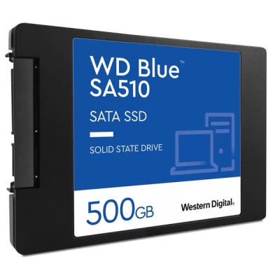 Твердотельный накопитель WD SSD Blue SA510, 500GB, 2.5" 7mm, SATA3, R/W 560/510MB/s, IOPs 90 000/82 000, TBW 200, DWPD 0.2 (12 мес.) WDS500G3B0A