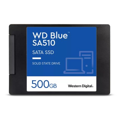 Твердотельный накопитель WD SSD Blue SA510, 500GB, 2.5" 7mm, SATA3, R/W 560/510MB/s, IOPs 90 000/82 000, TBW 200, DWPD 0.2 (12 мес.) WDS500G3B0A