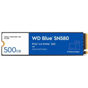 Твердотельный накопитель WD SSD Blue SN580 NVMe, 500GB, M.2(22x80mm), NVMe, PCIe 4.0 x4, 3D TLC, R/W 4000/3600MB/s, IOPs 450 000, TBW 300, DWPD 0.32 (12 мес.) WDS500G3B0E