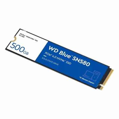 Твердотельный накопитель WD SSD Blue SN580 NVMe, 500GB, M.2(22x80mm), NVMe, PCIe 4.0 x4, 3D TLC, R/W 4000/3600MB/s, IOPs 450 000, TBW 300, DWPD 0.32 (12 мес.) WDS500G3B0E