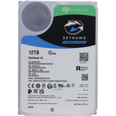 Жесткий диск HDD Seagate SkyHawk AI SATA 12Tb 7200 6Gb/s 256Mb 1 year warranty