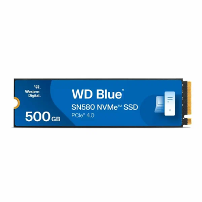 Твердотельный накопитель WD SSD Blue SN580 NVMe, 500GB, M.2(22x80mm), NVMe, PCIe 4.0 x4, 3D TLC, R/W 4000/3600MB/s, IOPs 450 000, TBW 300, DWPD 0.32 (12 мес.) WDS500G3B0E