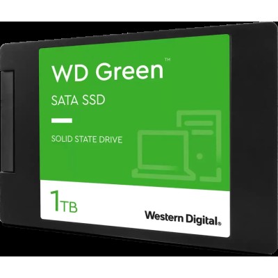 Твердотельный накопитель WD SSD Green, 1.0TB, 2.5" 7mm, SATA3, QLC, R/W 545/385MB/s, IOPs н.д./н.д., TBW н.д., DWPD н.д. (12 мес.) WDS100T3G0A