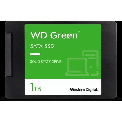 Твердотельный накопитель WD SSD Green, 1.0TB, 2.5" 7mm, SATA3, QLC, R/W 545/385MB/s, IOPs н.д./н.д., TBW н.д., DWPD н.д. (12 мес.) WDS100T3G0A