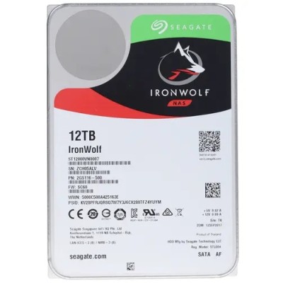 Жесткий диск HDD Seagate SATA 12Tb IronWolf 6Gb/s 7200 256Mb (replacement ST12000VN0008)
