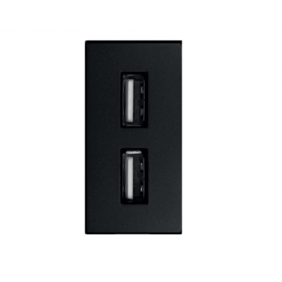 Модуль в рамку 2 USB-порта 2.4A черный (1/2) Powermodule-2USB(B)