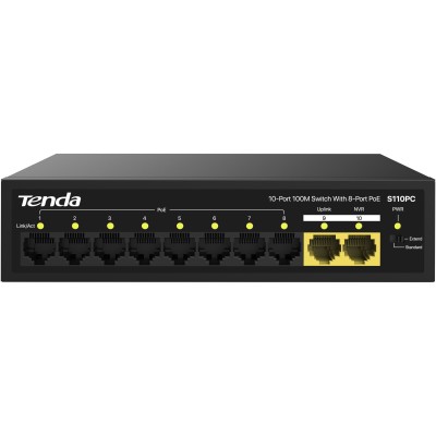 Tenda S110PC 10-Port 100M Lite PoE Switch with 8-Port PoE