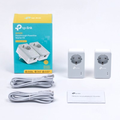 Сетевой адаптер AV600 Powerline Adapter with AC Pass Through Starter Kit, Ultra Compact Size, 10/100Mbps, Twin Pack