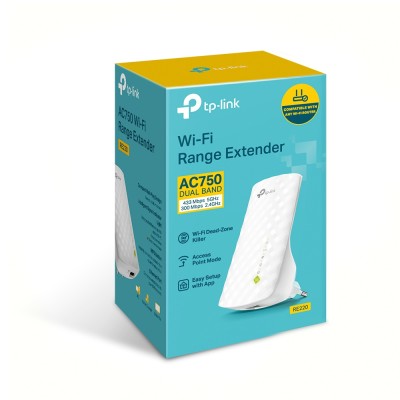 Усилитель Wi-Fi AC750 OneMeshTM WiFi Range Extender, 300Mbps at 2.4G and 433Mbps at 5G, compact house with internal antennas, 1 10/100Mbps Ethernet po