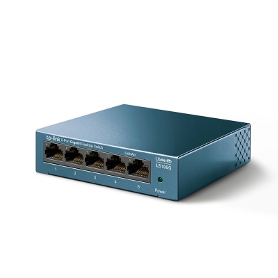 Коммутатор 5 ports Giga Unmanagement switch, 5 10/100/1000Mbps RJ-45 ports, metal shell, desktop and wall mountable, plug and play, support 802.1p QoS