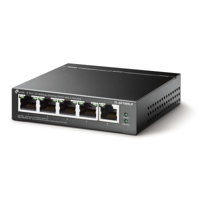 Коммутатор 5-port 10/100 Mbps unmanaged switch with 4 PoE ports, metal case, desktop installation, PoE budget-41w