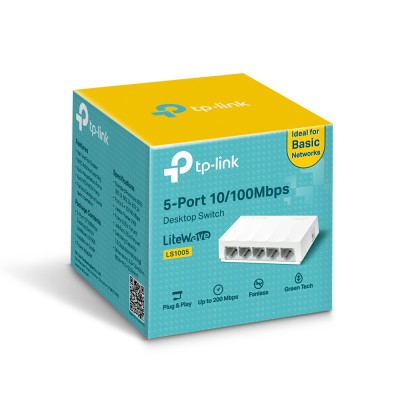 Коммутатор 5-port 10/100Mbps unmanaged switch, plastic case, desktop and wall mountable