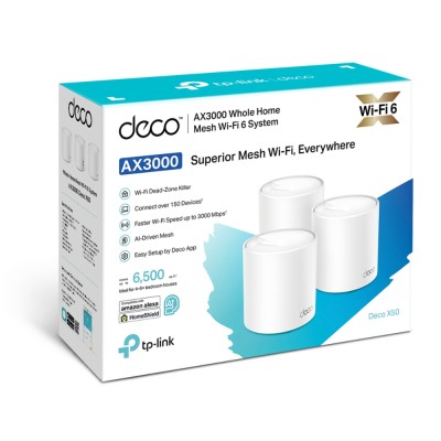 Маршрутизатор AX3000 Whole Home Mesh Wi-Fi 6 System, 3 units, 2× Internal Antennas, 3× Gb Ports (WAN/LAN auto-sensing)