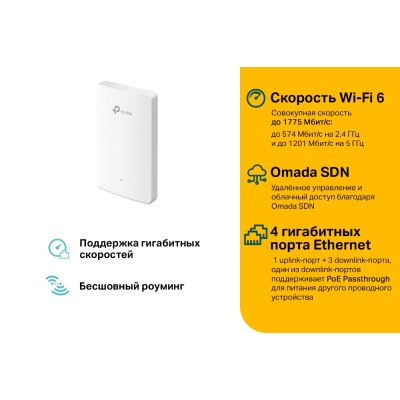 Точка доступа AX1800 Wall Plate Wi-Fi 6 Access Point UKplug