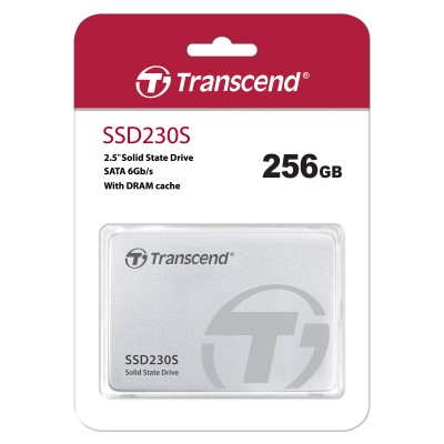 Твердотельный накопитель Transcend SSD SSD230S, 256GB, 2.5" 7mm, SATA3, 3D TLC, R/W 530/400MB/s, IOPs 65 000/85 000, DRAM buffer 256MB, TBW 140, DWPD 0.3 (5 лет)